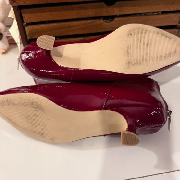 Women's Steve Madden Burgandy Kitten Heel Booties, Patent - Picture 5 of 6